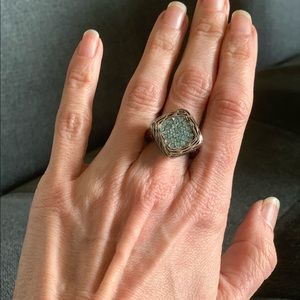 Stainless steel beveled aquamarine ring